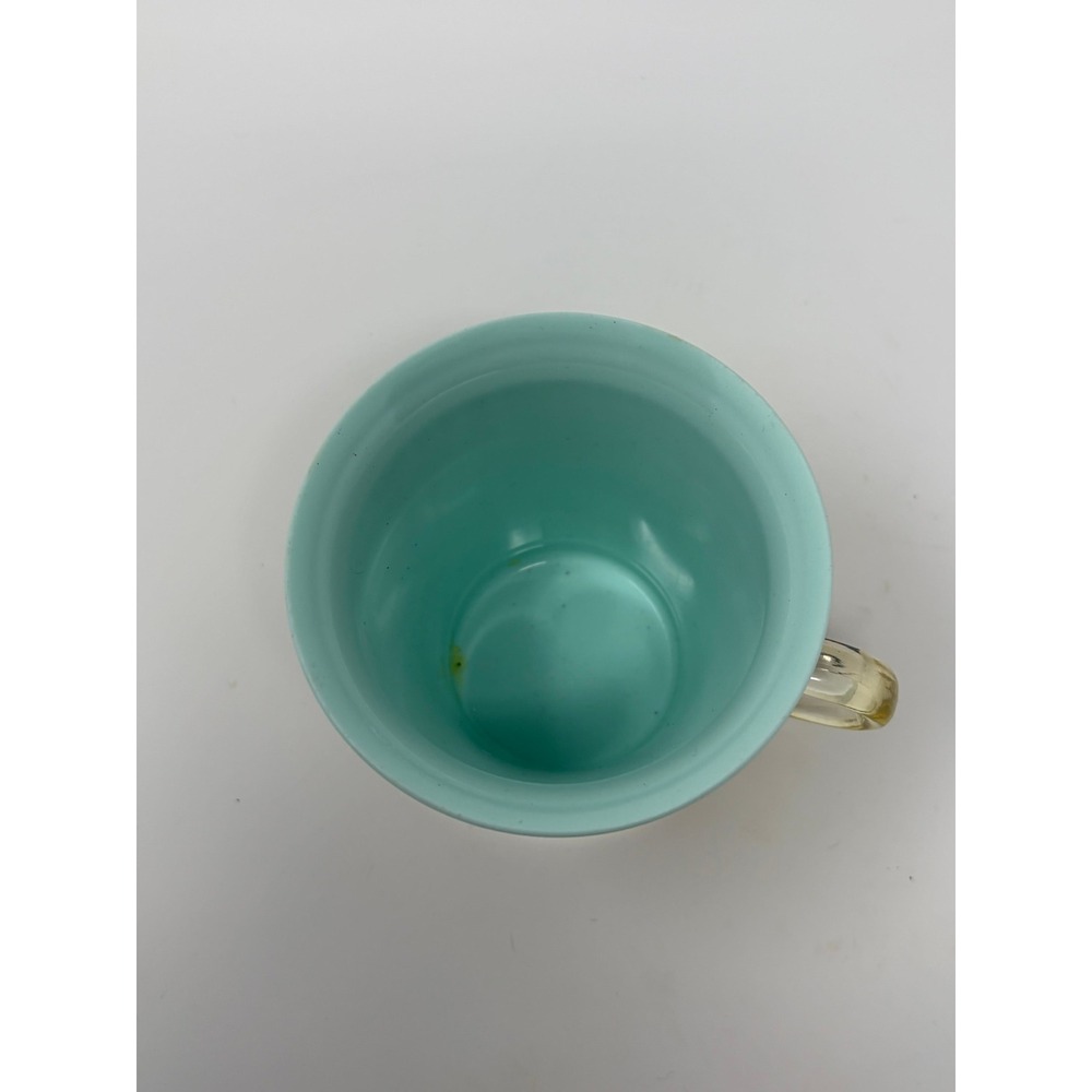 Vintage Mid Century Raffia Burlap Insulated Mug Turquoise Blue Plastic Cup Retro - Picture 3 of 4